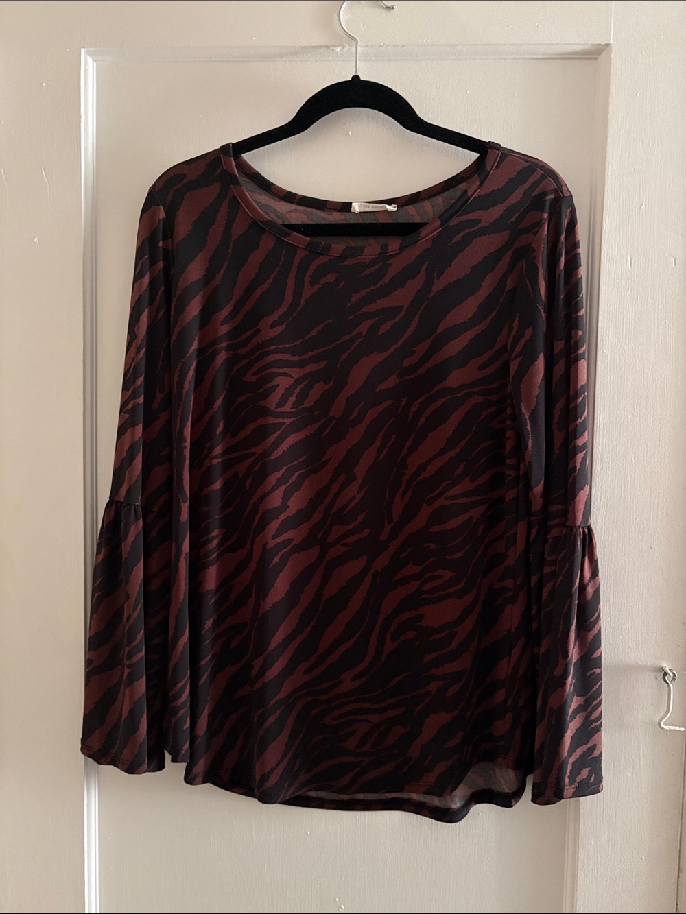 les amis Brown and Black Zebra-Print with flowy bell sleeves